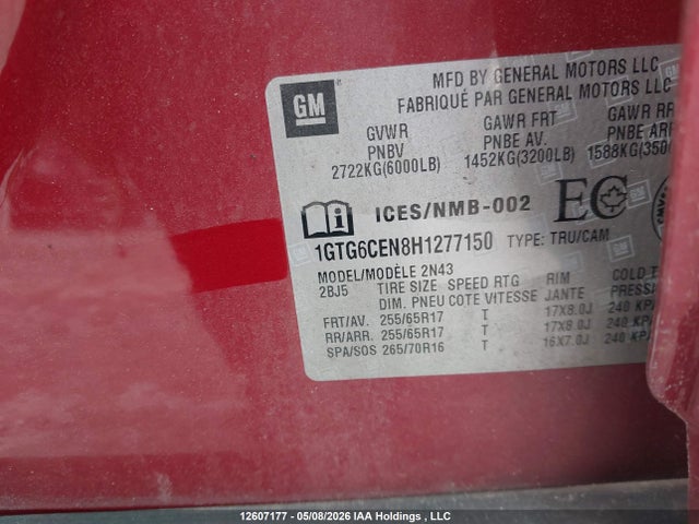 1GTG6CEN8H1277150 GMC CANYON SLE