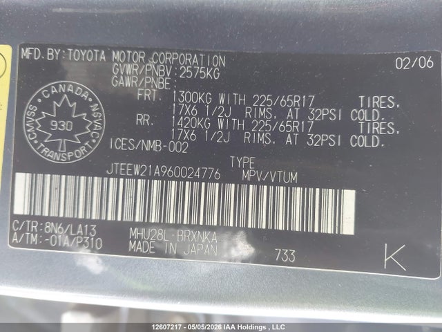 Aukcja sprzedaży 2006 Toyota Highlander Hybrid Limited 7-passenger, vin: JTEEW21A960024776, numer aukcji: 12607217