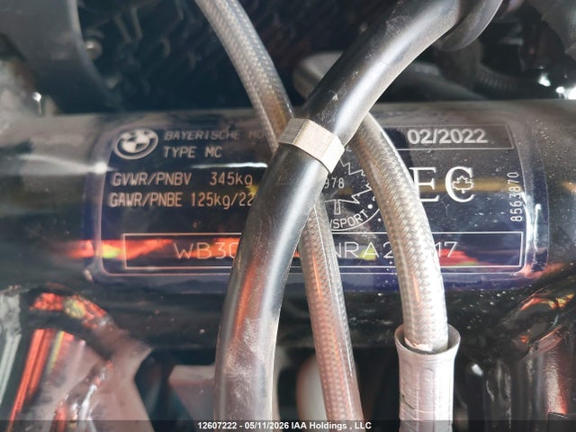 12607222 :رقم المزاد ، WB30G4306NRA29317 vin ، 2022 Bmw G310 R مزاد بيع