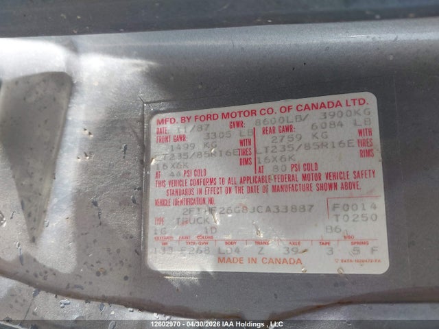 Продажа на аукционе авто 1988 Ford F250, vin: 2FTHF26G8JCA33887, номер лота: 12602970