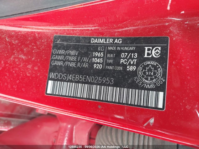 Aukcja sprzedaży 2014 Mercedes-benz Cla 250, vin: WDDSJ4EB5EN025953, numer aukcji: 12585235