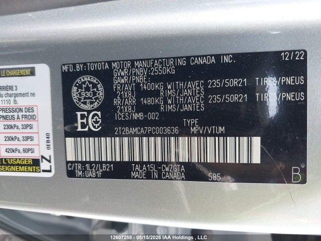 Продаж на аукціоні авто 2023 Lexus Rx 350, vin: 2T2BAMCA7PC003636, номер лоту: 12607258