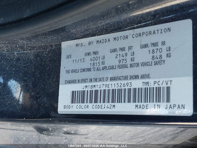 12607283 :رقم المزاد ، JM1BM1U79E1152693 vin ، 2014 Mazda 3 Sport مزاد بيع