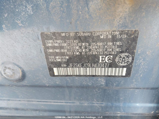 Aukcja sprzedaży 2020 Subaru Forester Touring, vin: JF2SKEJC9LH470477, numer aukcji: 12596184