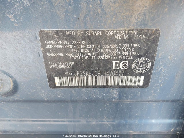 Aukcja sprzedaży 2020 Subaru Forester Touring, vin: JF2SKEJC9LH470477, numer aukcji: 12596184