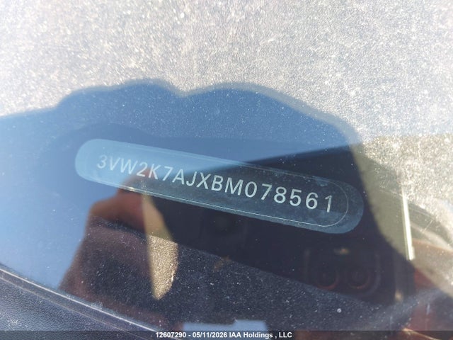 12607290 :رقم المزاد ، 3VW2K7AJXBM078561 vin ، 2011 Volkswagen Jetta S مزاد بيع