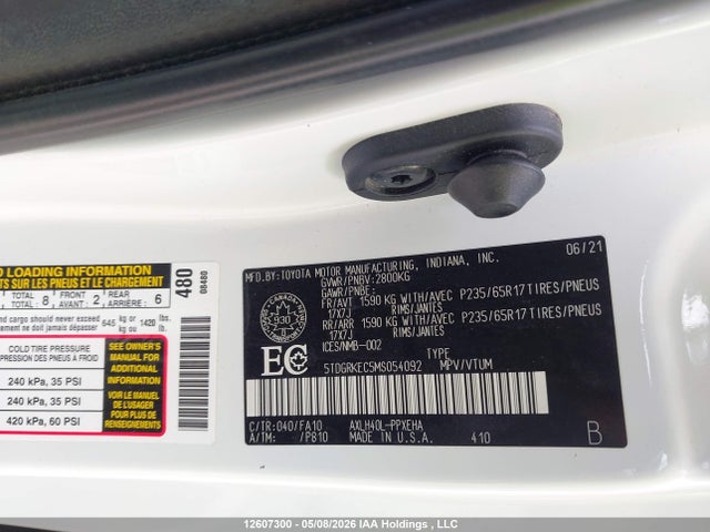 Toyota Sienna 2021 5TDGRKEC5MS054092 Image 9