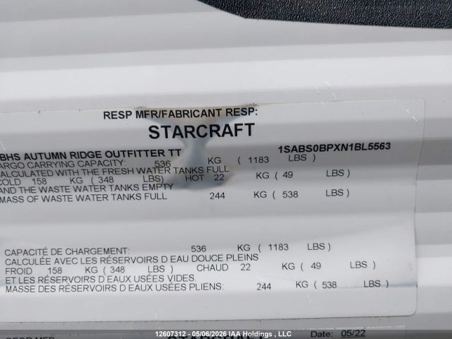Starcraft Travel Trailer 2022 1SABS0BPXN1BL5563 Image 12