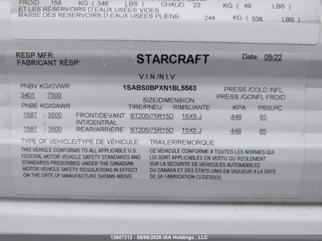 Starcraft Travel Trailer 2022 1SABS0BPXN1BL5563 Image 9