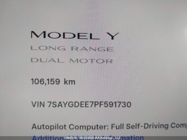 Tesla Model Y Long Range 2023 7SAYGDEE7PF591730 Image 15