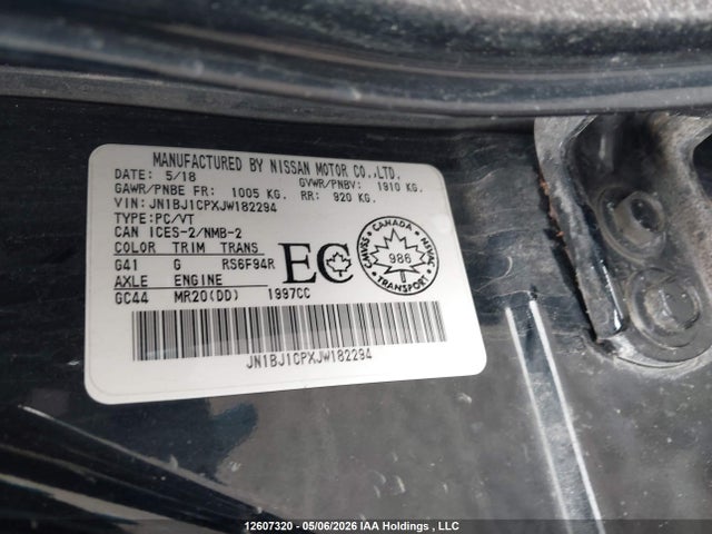 JN1BJ1CPXJW182294 Nissan Qashqai S/sv