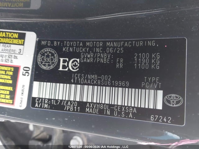 Aukcja sprzedaży 2025 Toyota Camry Xse/xle/le/se, vin: 4T1DAACK8SU619969, numer aukcji: 12607324