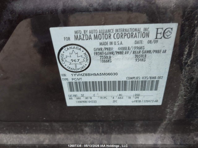 Продажа на аукционе авто 2010 Mazda Mazda6 Gs-i4, vin: 1YVHZ8BH9A5M06030, номер лота: 12607335