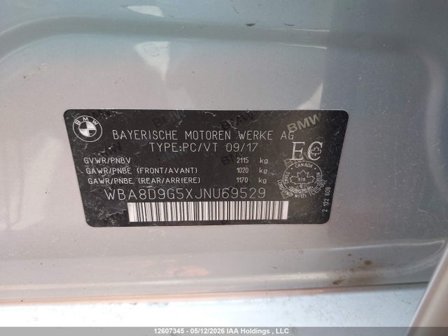 12607345 :رقم المزاد ، WBA8D9G5XJNU69529 vin ، 2018 Bmw 330i Xdrive مزاد بيع