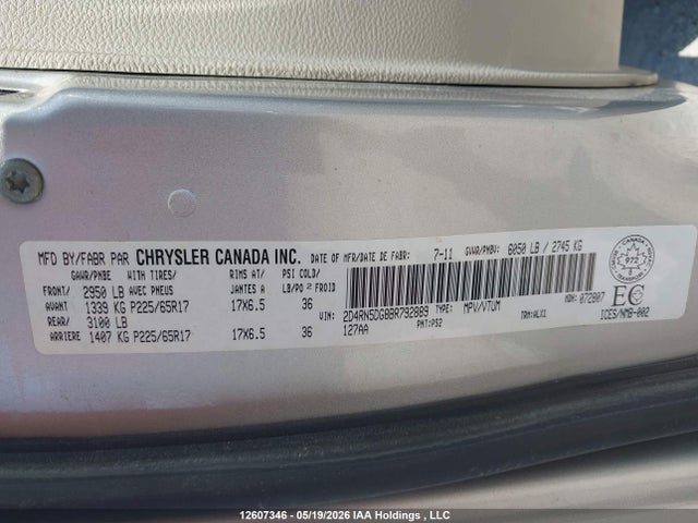 Продаж на аукціоні авто 2011 Dodge Grand Caravan Crew, vin: 2D4RN5DG8BR792889, номер лоту: 12607346