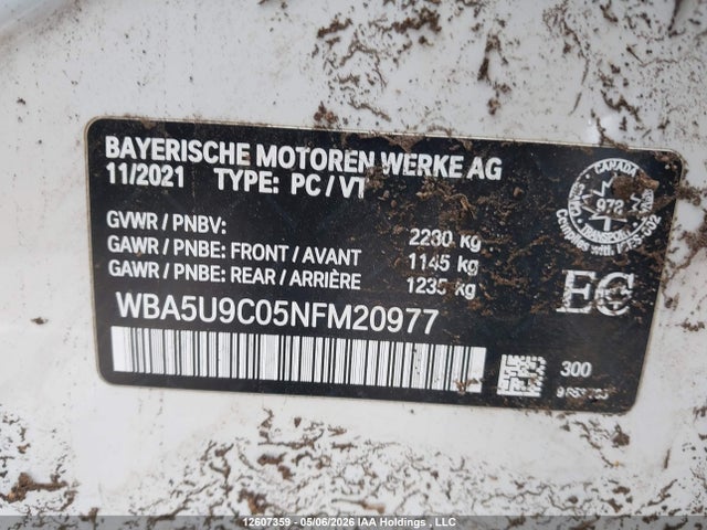 Продажа на аукционе авто 2022 Bmw M340xi, vin: WBA5U9C05NFM20977, номер лота: 12607359