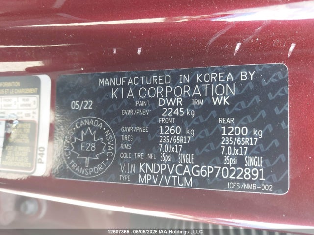 Aukcja sprzedaży 2023 Kia Sportage Ex, vin: KNDPVCAG6P7022891, numer aukcji: 12607365