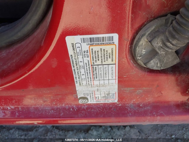 2009 Ford Focus Se მანქანა იყიდება აუქციონზე, vin: 1FAHP35N39W203629, აუქციონის ნომერი: 12607374
