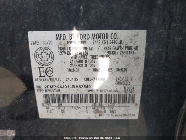 Ford EDGE SEL 2020 2FMPK4J91LBA62549 Image 19