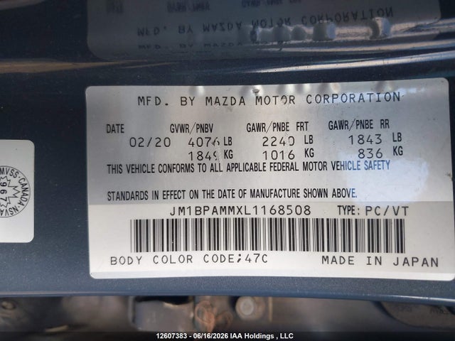 JM1BPAMMXL1168508 Mazda Mazda3 Gt
