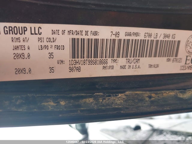 Aukcja sprzedaży 2009 Dodge Ram 1500, vin: 1D3HV18T99S818666, numer aukcji: 12546447
