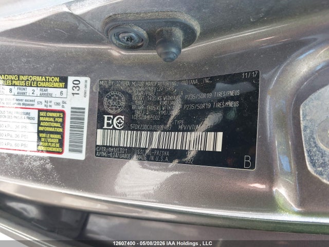 2018 Toyota Sienna Se/se Premium მანქანა იყიდება აუქციონზე, vin: 5TDXZ3DC0JS902463, აუქციონის ნომერი: 12607400
