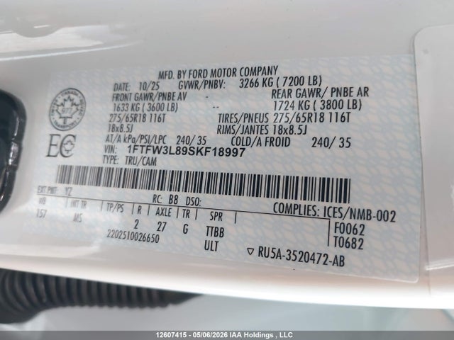 1FTFW3L89SKF18997 Ford F150 Xlt
