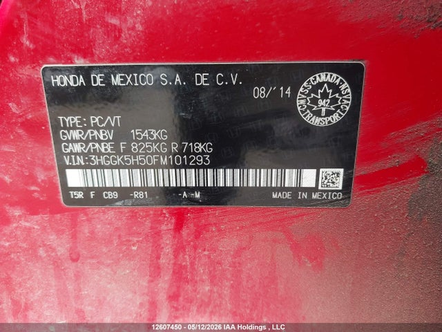 3HGGK5H50FM101293 Honda FIT LX