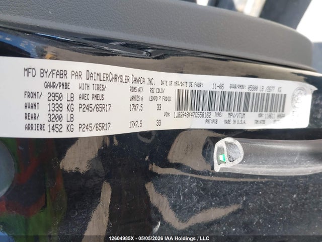 Aukcja sprzedaży 2007 Jeep Grand Cherokee Laredo, vin: 1J8GR48K47C558162, numer aukcji: 12604985