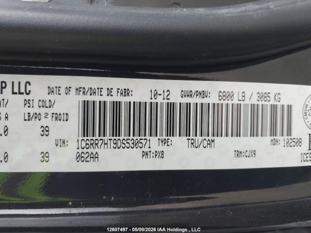 Aukcja sprzedaży 2013 Ram 1500 Sport, vin: 1C6RR7HT9DS530571, numer aukcji: 12607497