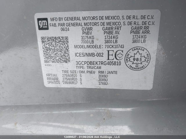Aukcja sprzedaży 2024 Chevrolet Silverado 1500 Custom, vin: 3GCPDBEK7RG405810, numer aukcji: 12499527