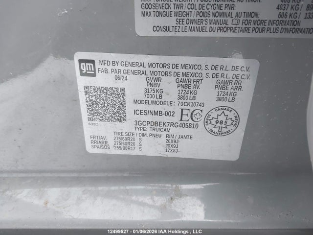 Aukcja sprzedaży 2024 Chevrolet Silverado 1500 Custom, vin: 3GCPDBEK7RG405810, numer aukcji: 12499527