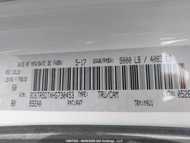 3C6TR5DTXHG730453 RAM 2500 Slt