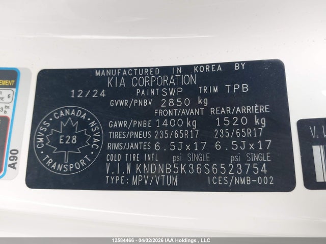 Продаж на аукціоні авто 2025 Kia Carnival Lx/lx+, vin: KNDNB5K36S6523754, номер лоту: 12584466