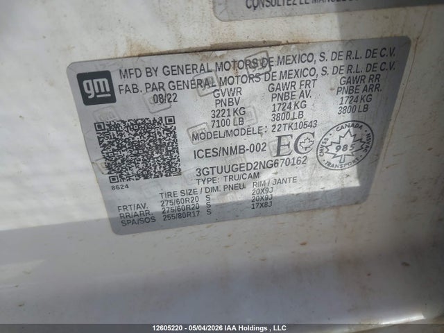 3GTUUGED2NG670162 GMC Sierra 1500 Denali