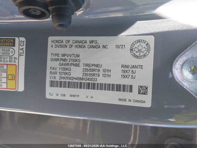 2HKRW2H45MH240033 Honda CR-V