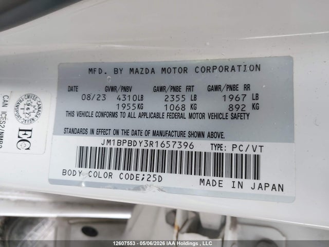 JM1BPBDY3R1657396 Mazda 3 Gt