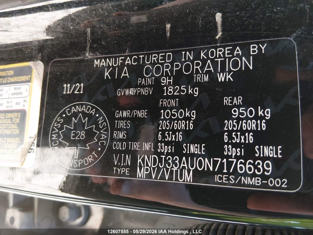 Продажа на аукционе авто 2022 Kia Soul Ex, vin: KNDJ33AU0N7176639, номер лота: 12607555