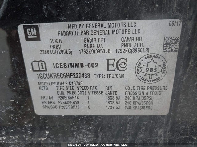1GCUKREC6HF229438 Chevrolet Silverado 1500