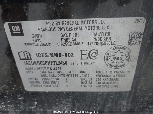 1GCUKREC6HF229438 Chevrolet Silverado 1500