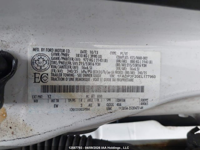 Ford FOCUS SE 2014 1FADP3F20EL177960 Image 9