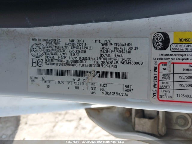 3FADP4BJ8EM138003 Ford FIESTA SE