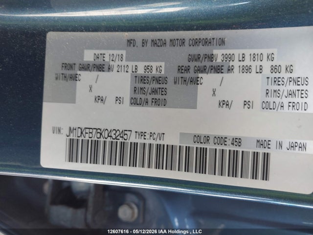 Aukcja sprzedaży 2019 Mazda Cx-3 Sport, vin: JM1DKFB76K0432457, numer aukcji: 12607616