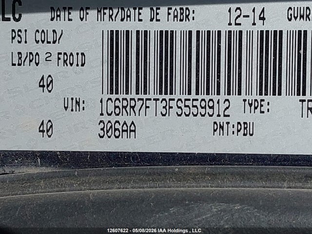 Aukcja sprzedaży 2015 Ram 1500 St, vin: 1C6RR7FT3FS559912, numer aukcji: 12607622