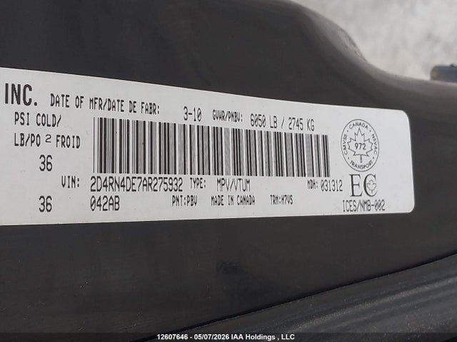Aukcja sprzedaży 2010 Dodge Grand Caravan Se, vin: 2D4RN4DE7AR275932, numer aukcji: 12607646