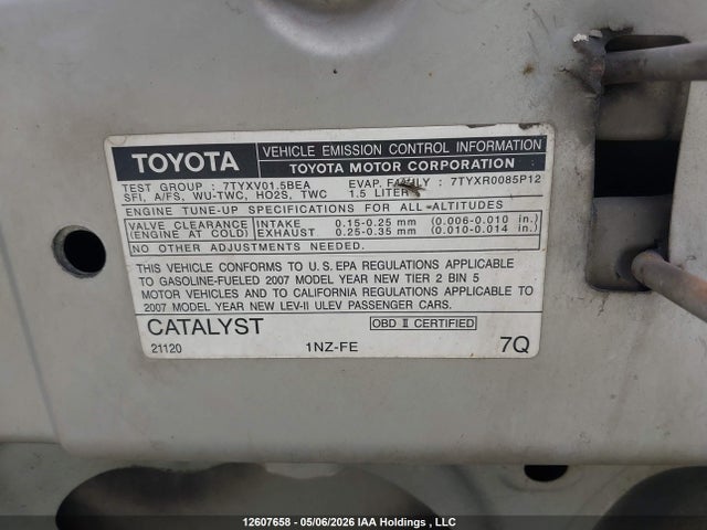 12607658 :رقم المزاد ، JTDBT923981240049 vin ، 2008 Toyota Yaris مزاد بيع