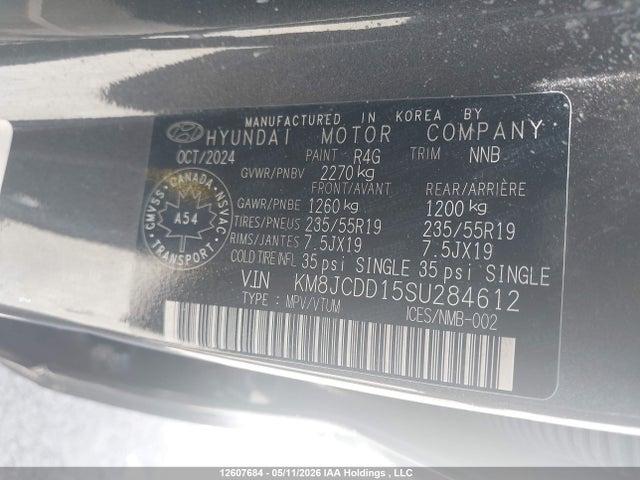 2025 Hyundai Tucson Sel Convenience მანქანა იყიდება აუქციონზე, vin: KM8JCDD15SU284612, აუქციონის ნომერი: 12607684
