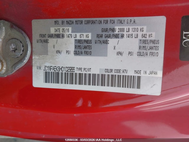 JC1NFAEK8H0102966 Fiat 124 Spider Lusso