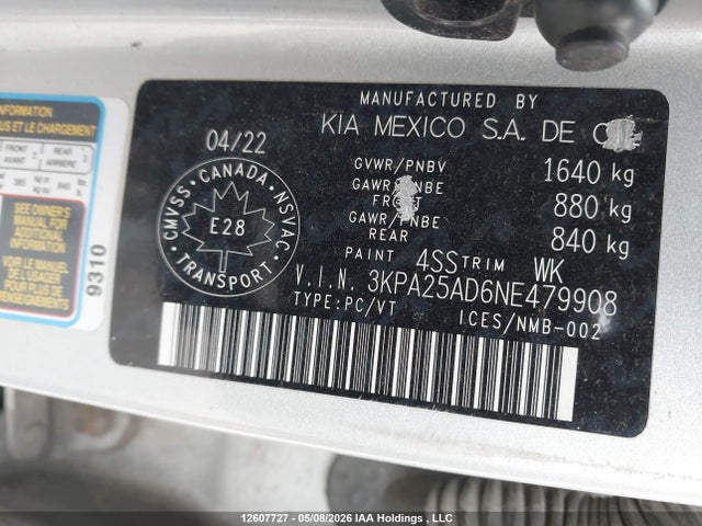 Продаж на аукціоні авто 2022 Kia Rio, vin: 3KPA25AD6NE479908, номер лоту: 12607727