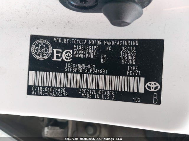 Aukcja sprzedaży 2020 Toyota Corolla, vin: 5YFBPRBE3LP044991, numer aukcji: 12607730